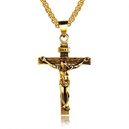 Trendy 18K Gold Plated Crucifix Cross Pendant Necklace for Boys & Girls | Religious Jewellery Gift for Kids