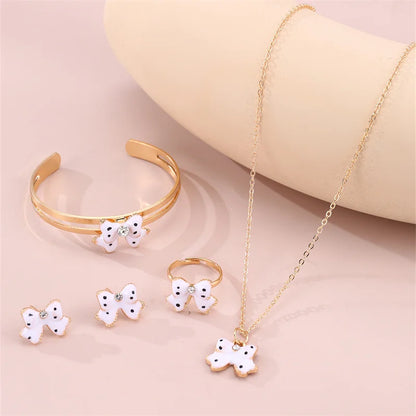 5-Piece Bow Jewellery Set for Girls | Necklace, Bracelet, Ring & Earrings | Cute Minimalist Kids Jewellery Gift!