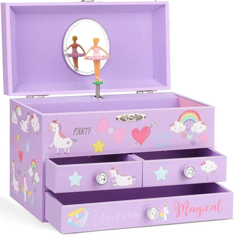 Dreamy Unicorn Castle Ballet Music Jewelry Storage Box | Hand-Cranked Gift for Girls!