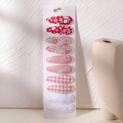 10PCS Cute Cotton Plaid Hair Clips for Girls 👧 | Fabric Hairpins Set – Baby & Kids Headwear Accessories!