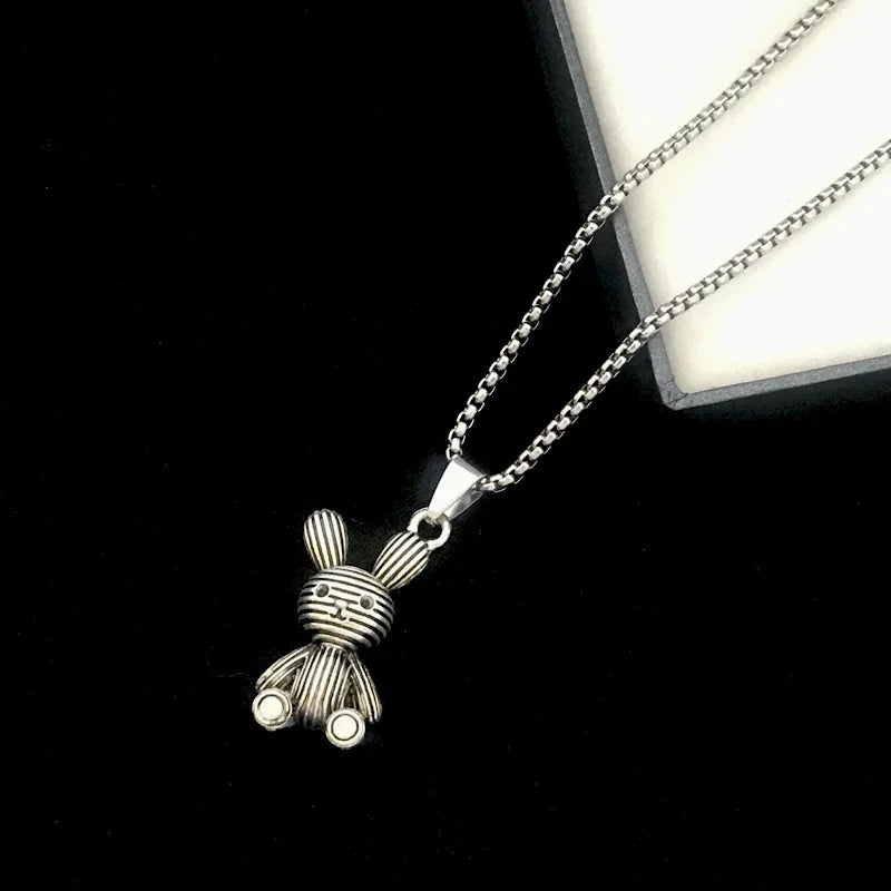 Embrace Playful Style: Cute Rabbit Bear Pendant Necklace! Perfect for Boys and Girls!