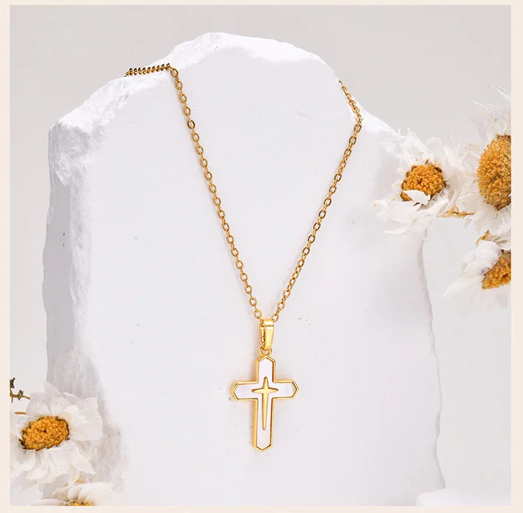 ✨ 14K Gold Plated Cross Pendant Necklace for Girls – Dainty Religious Faith Necklace!