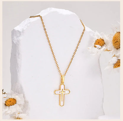✨ 14K Gold Plated Cross Pendant Necklace for Girls – Dainty Religious Faith Necklace!