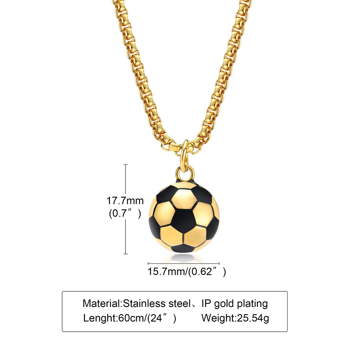 Solid Stainless Steel 3D Football Pendant Necklace for Boys | Soccer Sports Jewellery Birthday Gift!