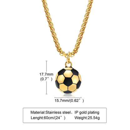 Solid Stainless Steel 3D Football Pendant Necklace for Boys | Soccer Sports Jewellery Birthday Gift!