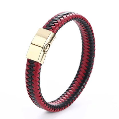 🧲 New Genuine Leather Bracelet for Boys – Handmade Woven Wrap Bracelet with Magnetic Clasp | Stylish Youth Jewelry & Accessories