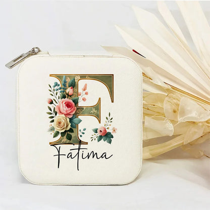 Personalised Initial Letter Jewellery Box | Portable Zipper Travel Jewellery Case | Custom Gift for Girls, Bridesmaids & Birthdays!