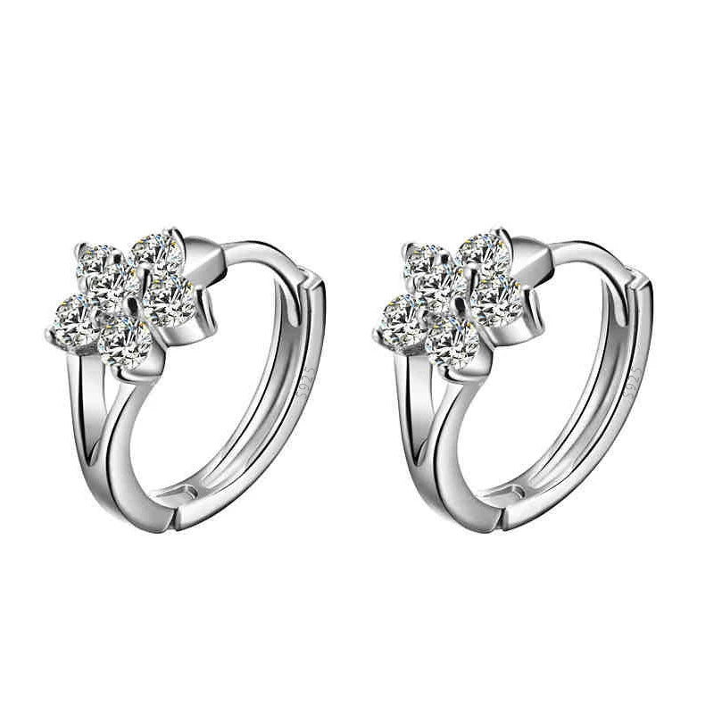 925 Sterling Silver Crystal Zircon Flower Hoop Earrings for Girls | Elegant Kids Jewellery Gift
