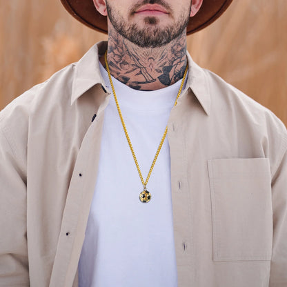 Solid Stainless Steel 3D Football Pendant Necklace for Boys | Soccer Sports Jewellery Birthday Gift!