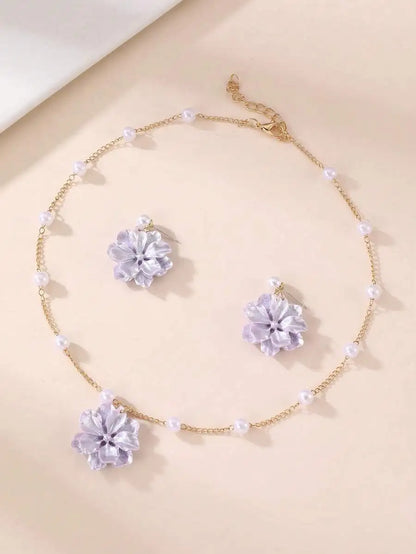 Girls Floral Jewellery Set | 3-Piece Flower Earrings & Pendant Necklace Set | Teen Girls Jewellery Gift.