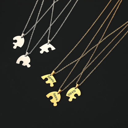 Personalized Heart Puzzle Necklace: Engraved Names Split Heart Pendant! - Kids Jewellery Shop