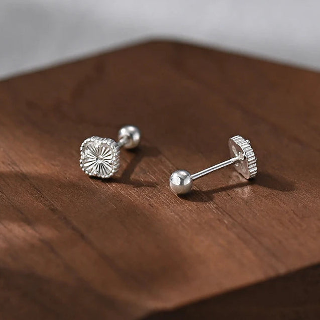 925 Sterling Silver Screw-Back Mini Stud Earrings – Minimalist Cute Fine Jewellery for Kids | Luxury Hypoallergenic Accessories
