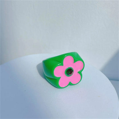 Cool Trendy Acrylic Fashion Rings for Girls – Colourful Vintage & Big Punk Finger Jewellery for Teens, Party Accessories!