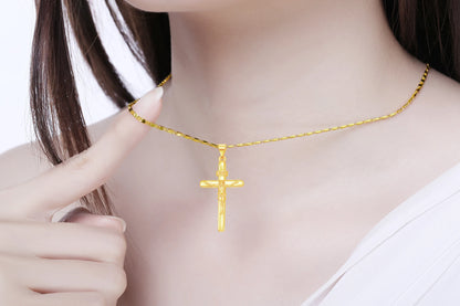 24K Gold Plated Cross Pendant Necklace for Girls & Boys | Religious Baptism & Confirmation Jewellery Gift!