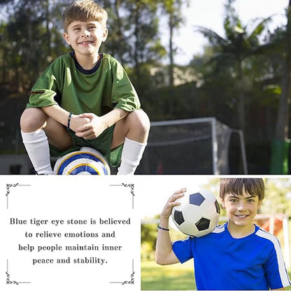 Soccer Bracelet Gift for Teen Boys – Tiger Eye Beaded Bracelet, Sporty Casual Jewellery for Son & Grandson | Birthday & Graduation Gift!