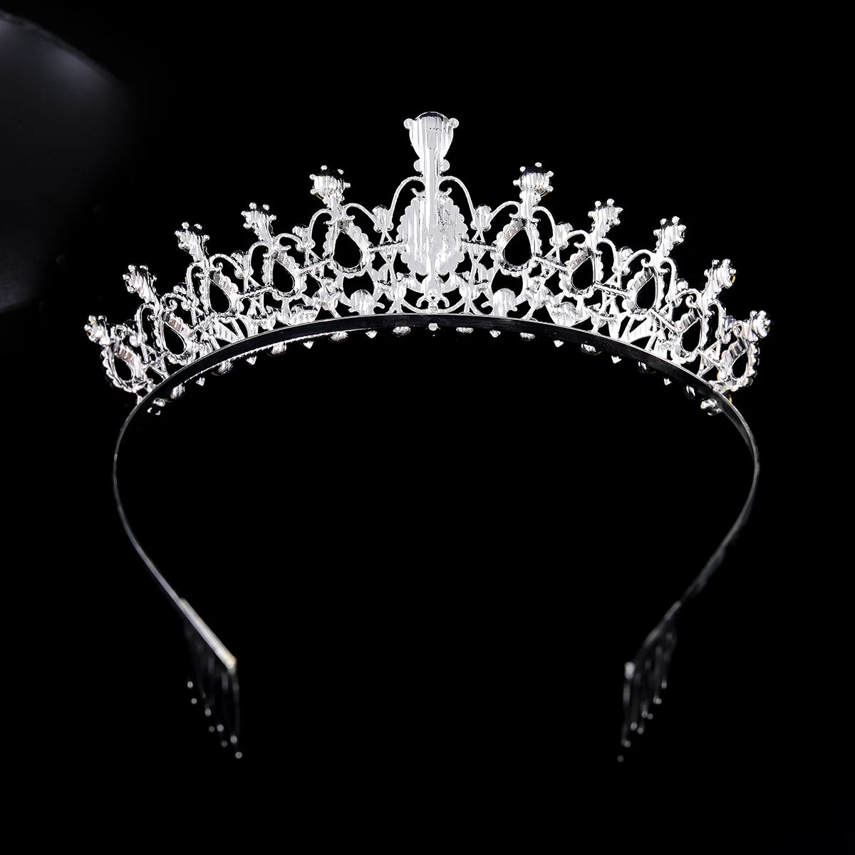 Silver Crystal Tiara with Combs for Girls & Teenagers – Sparkling Princess Crown Hair Accessory for Proms, Pageants, Birthdays & Weddings.