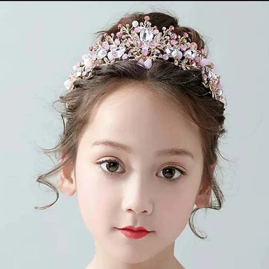Luxury Vintage Floral Rhinestone Tiara for Girls – Elegant Pageant Crown, Princess Birthday Headpiece & Sparkling Hair Accessory!
