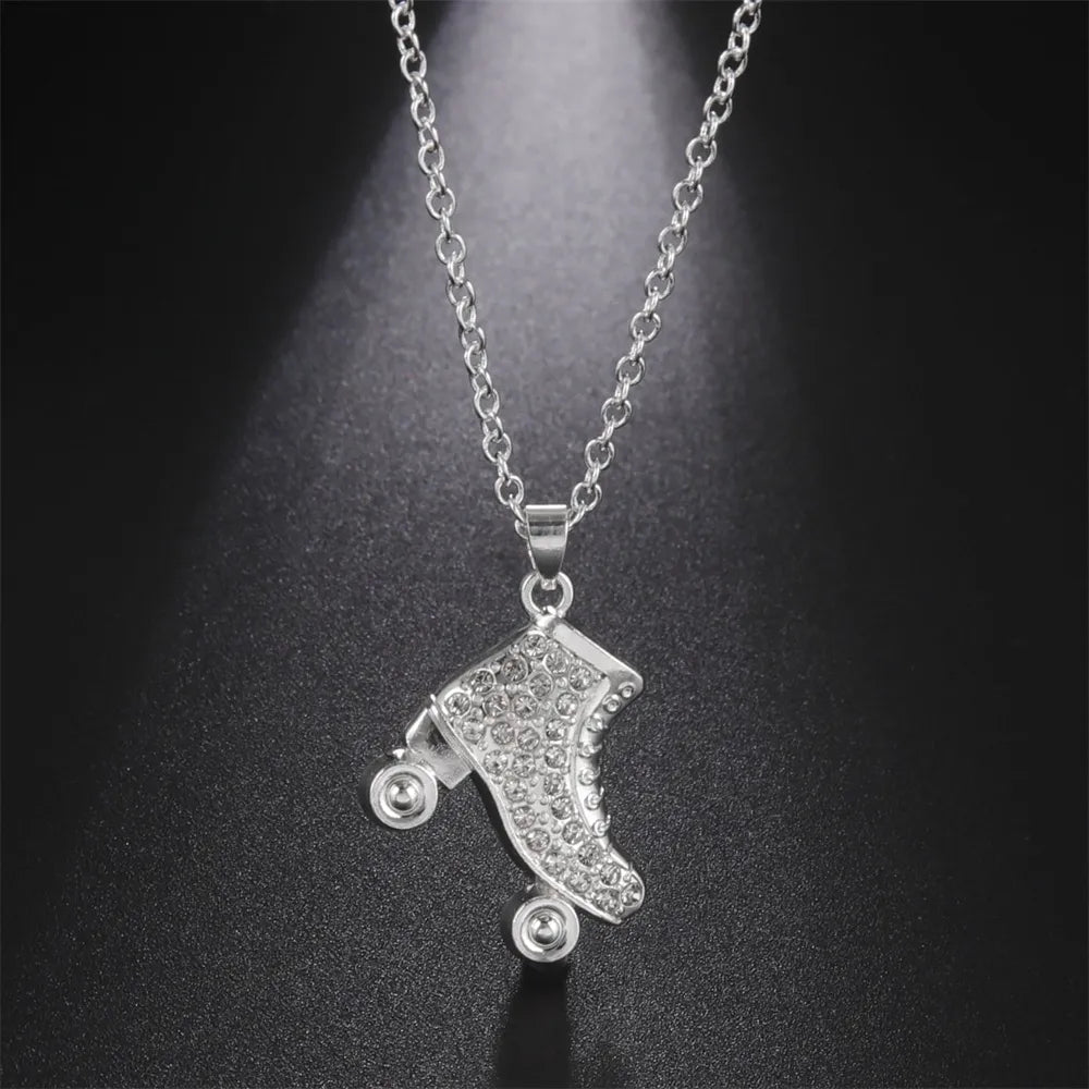Elevate Your Style: Luxury White Zircon Skate Shoe Pendant Necklaces for Girls! - Kids Jewellery Shop