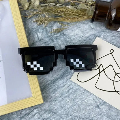 Kids Funny Pixel Sunglasses – Square Mosaic Cosplay Action Game Toy Glasses for Children!