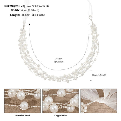👑 Elegant Pearl & Ribbon Hairband – Imitation Pearl Braid Accessory for Baptism, Confirmation, Flower Girls | Premium Braided Headband for Girls 💒