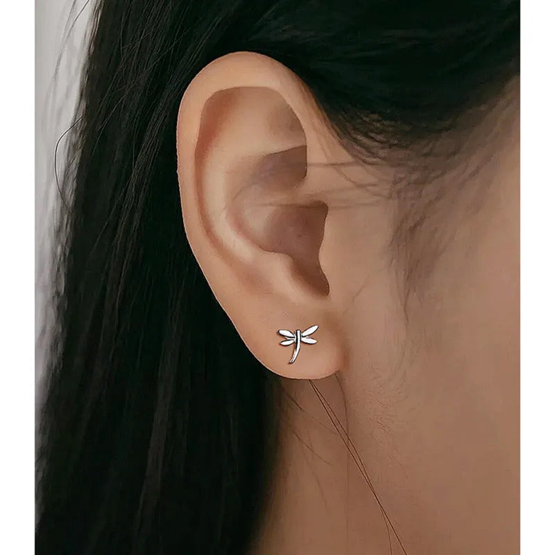 Whimsical Whispers: 999 Sterling Silver Small Dragonfly Stud Earrings - Delightful Accessories for Girls, Teens, and Women!