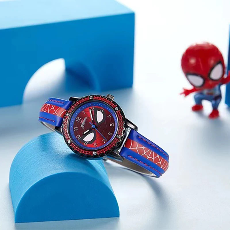 Spiderman Kids Wristwatch – Waterproof Quartz Watch with Luminous Hands & Leather Band | Unisex Gift for Ages 6–12!