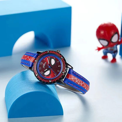 Spiderman Kids Wristwatch – Waterproof Quartz Watch with Luminous Hands & Leather Band | Unisex Gift for Ages 6–12!