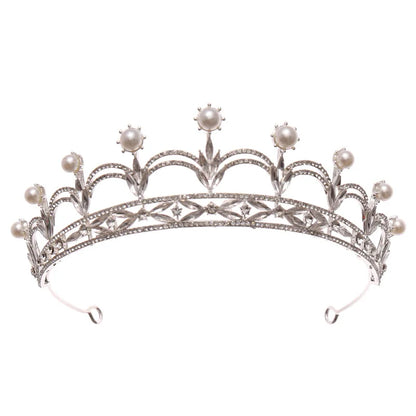 Elegant Baroque Pearl Tiara 👑 | Princess Diadem for Girls – Pageant, Wedding, Prom & Party Hair Accessory!