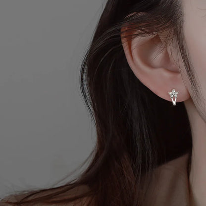 925 Sterling Silver Crystal Zircon Flower Hoop Earrings for Girls | Elegant Kids Jewellery Gift