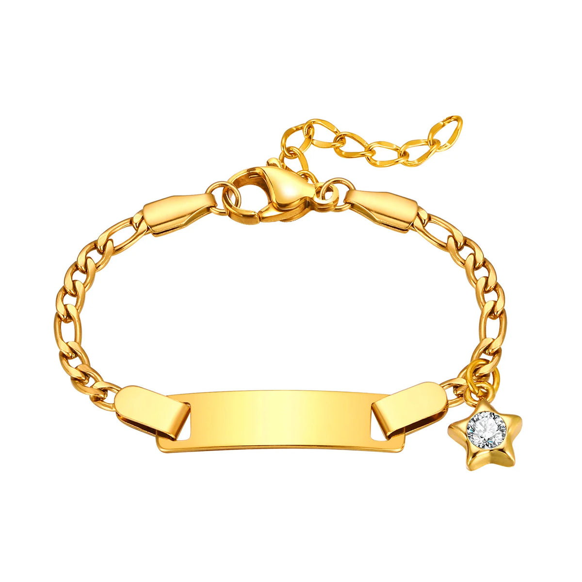 Personalised Baby Name & Birthdate Bracelet | Engravable ID Bracelet with Heart, Star & Moon Charms | New-born Baptism Gift!