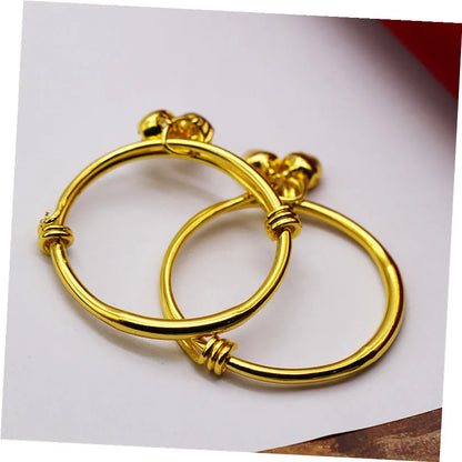 2 Pcs Smooth Bell Charm Baby Bracelet – Boys & Girls Kids Jewellery, Infant Baptism Gift, First Birthday Present
