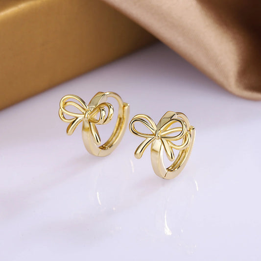 Dainty Double Bow Huggie Hoop Earrings for Girls, Teens & Women | Everyday Minimalist Jewellery!