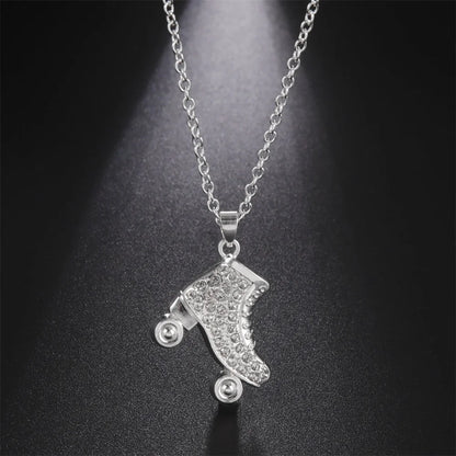 Elevate Your Style: Luxury White Zircon Skate Shoe Pendant Necklaces for Girls! - Kids Jewellery Shop