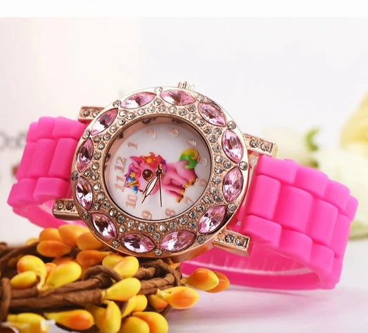 Magical Moments Await with Our Girls' Unicorn Pink Silicone Quartz Wristwatch! - Kids Jewellery Shop