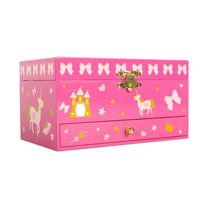 Unicorn Castle Music Jewelry Storage Box with Makeup Mirror & Spinning Ballerina | Fairy Tale Gift for Girls!