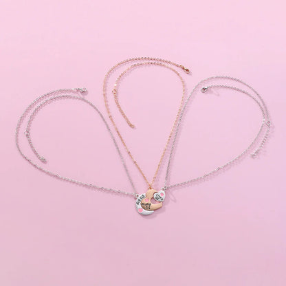 3-Piece Split Heart Sister Necklace Set – Big Sis, Middle Sis & Little Sis Pendant Necklaces | BFF Friendship Jewellery Gift!