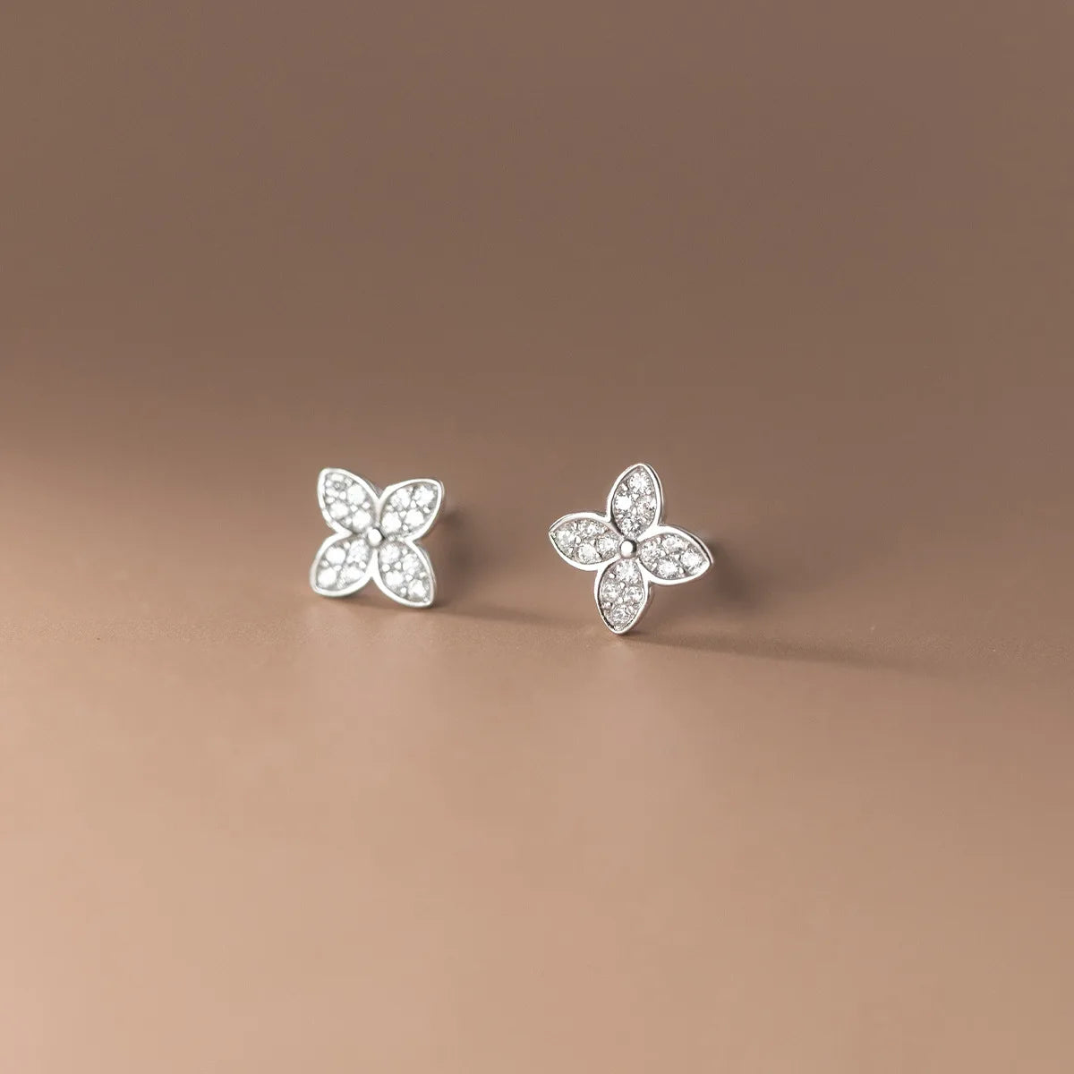 Crystal 4-Leaf Flower Stud Earrings | Hypoallergenic Jewellery for Girls & Women!
