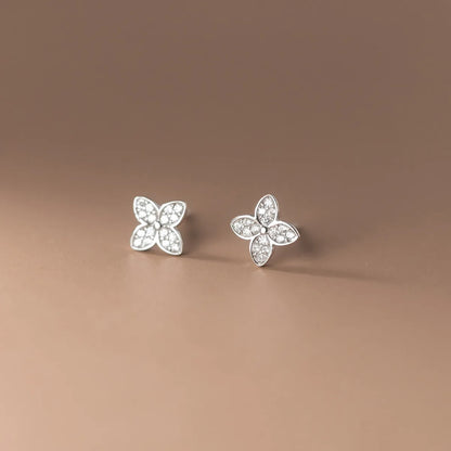 Crystal 4-Leaf Flower Stud Earrings | Hypoallergenic Jewellery for Girls & Women!