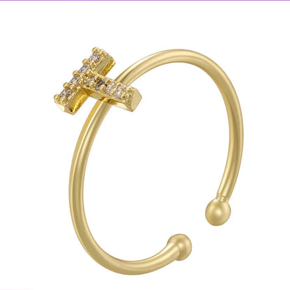 A-Z Initial Letter Zircon Ring for Boys & Girls | Adjustable Gold Alphabet Ring | Unisex Kids & Teen Jewellery Gift!