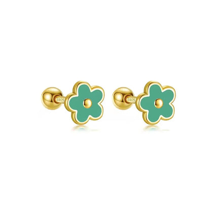 925 Sterling Silver Flower Screw Back Stud Earrings for Girls – Hypoallergenic Piercing Jewelry Gift | Simple & Elegant Kids Earrings 🌟