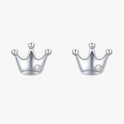 925 Sterling Silver Crown Stud Earrings 👑 | Dainty Hypoallergenic Jewelry for Girls & Women – Petite Royal Sparkle!