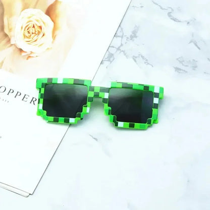 Kids Funny Pixel Sunglasses – Square Mosaic Cosplay Action Game Toy Glasses for Children!