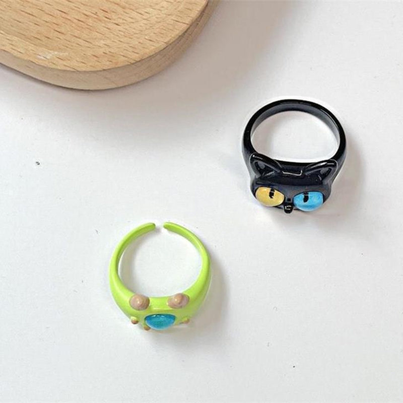 Children’s Lightweight Open Resin Animal Finger Rings – Handmade Cute Cat Ring for Girls, Teens & Women!
