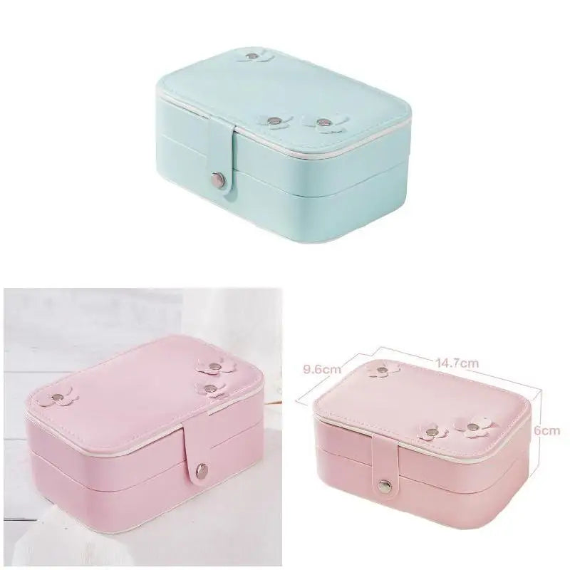 Chic and Compact: 2 Tier Leather Jewelry Storage Box for Girls, Teens, and Women!