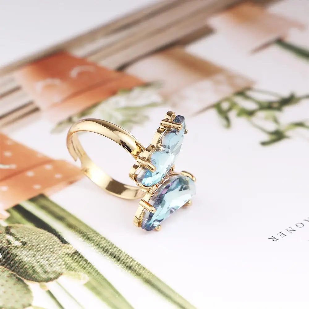 Crystal Butterfly Open Ring for Girls – Adjustable Fashion Finger Ring, Cute Sparkling Jewellery Accessory!