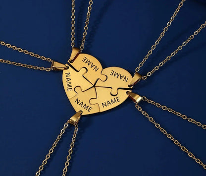 Personalized Heart Puzzle Necklace: Engraved Names Split Heart Pendant! - Kids Jewellery Shop