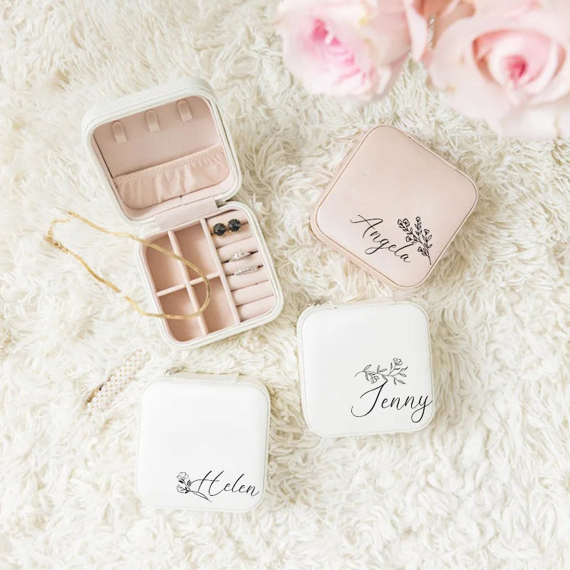 Personalised Square Jewellery Box | Travel Jewellery Case & Organiser | Custom Bridesmaid, Birthday & Mother’s Day Gift!