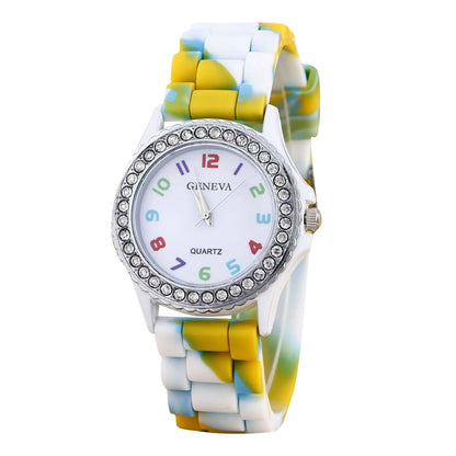 Girls’ Camouflage Bling Quartz Watch| Cool Casual Silicone Wristwatch for Teens & Kids