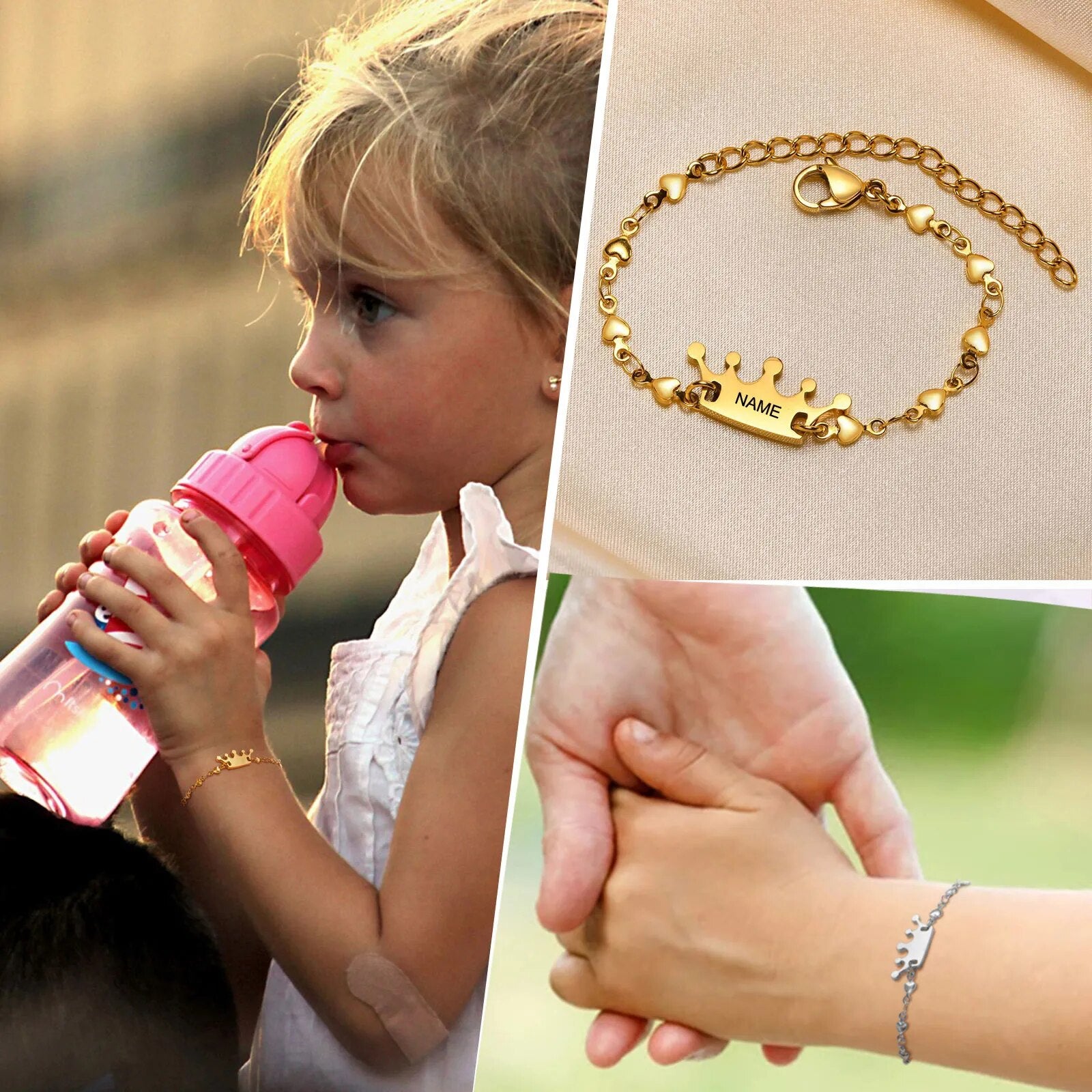 Royal Elegance for Little Royals: Personalized Name Crown Bracelet for Kids – The Perfect Birthday Gift!