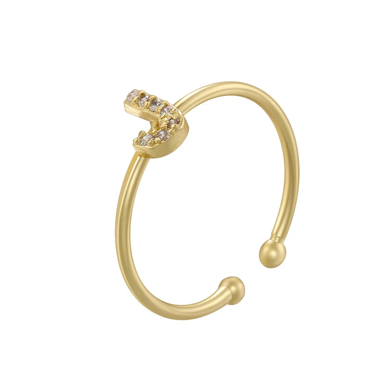 A-Z Initial Letter Zircon Ring for Boys & Girls | Adjustable Gold Alphabet Ring | Unisex Kids & Teen Jewellery Gift!